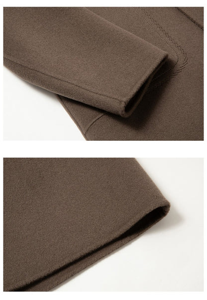 Men's 100% Wool Blend Overcoat - British-Inspired Mid-Length Trench Coat for All-Weather Smart Casual Wear