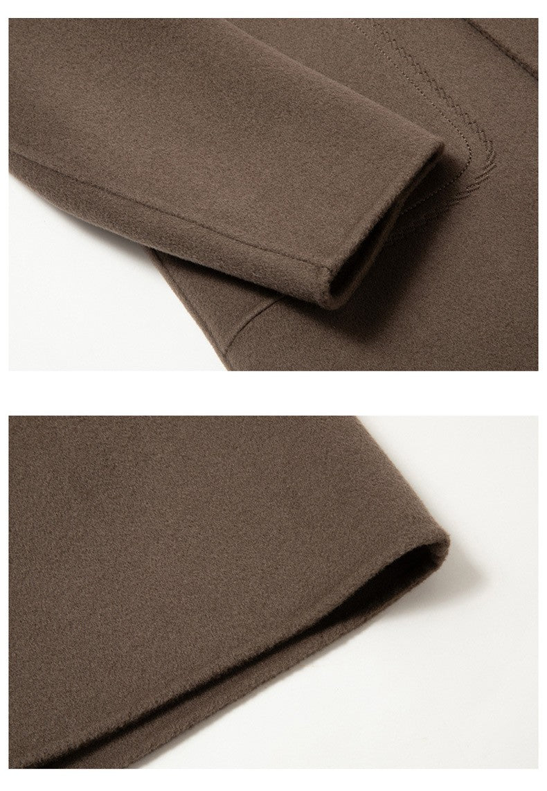 Men's 100% Wool Blend Overcoat - British-Inspired Mid-Length Trench Coat for All-Weather Smart Casual Wear