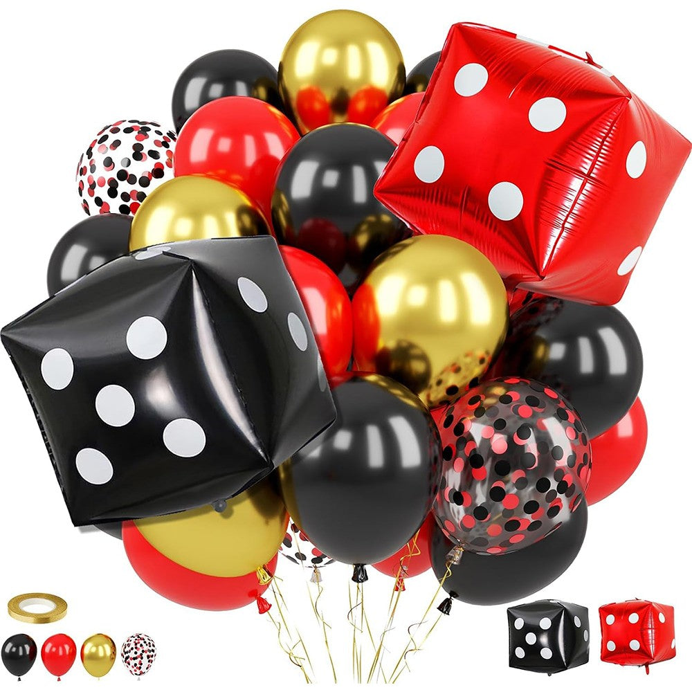 37Pcs/Set Casino Theme Party Decoration Cube Dice Foil Balloon Las Vegas Birthday Party Casino Night Poker Event Party Supplies