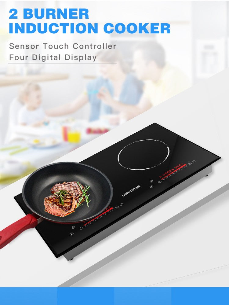 Factory 2025 New kitchen electric hob with Invisible Control Area double induction cooker ceramic plate 4400W induction cooker