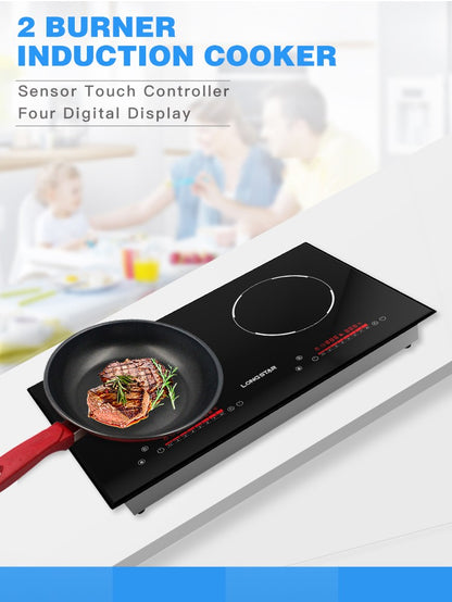 Factory 2025 New kitchen electric hob with Invisible Control Area double induction cooker ceramic plate 4400W induction cooker