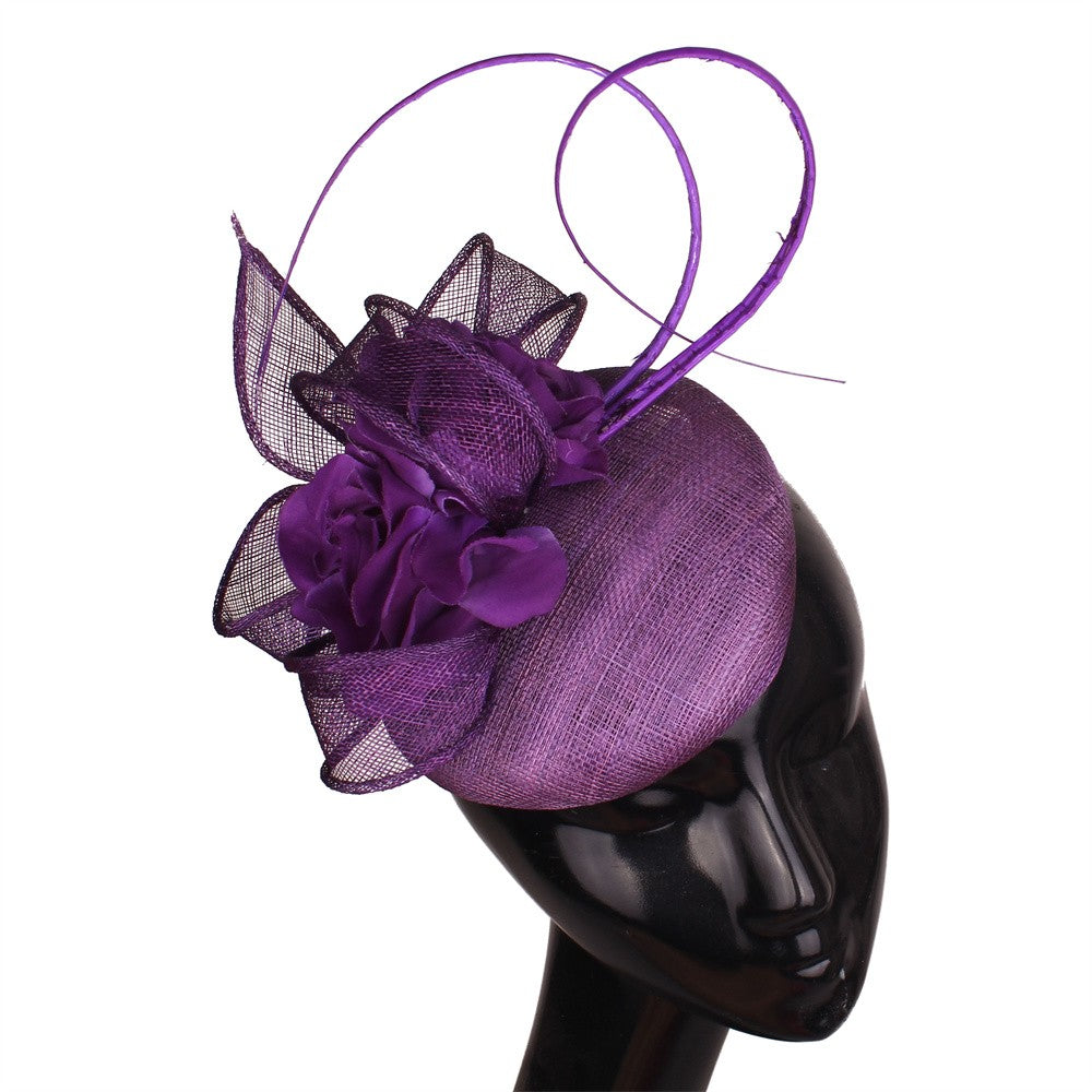 Fascinator de Casamento Sinamay de 4 Camadas de Ótima Qualidade Chapéu para Casamento Elegante Mulheres Moda Acessório de Cabelo Chapeau de Festa e Jantar