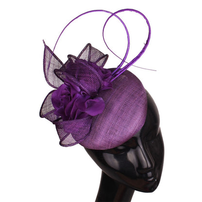 Fascinator de Casamento Sinamay de 4 Camadas de Ótima Qualidade Chapéu para Casamento Elegante Mulheres Moda Acessório de Cabelo Chapeau de Festa e Jantar
