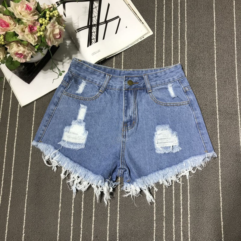 Sexy Hollow Out Denim Shorts Fashion Women Retro A-Line Loose High Waist Hot Girl Y2K Short Pants Casual Streetwear Trousers