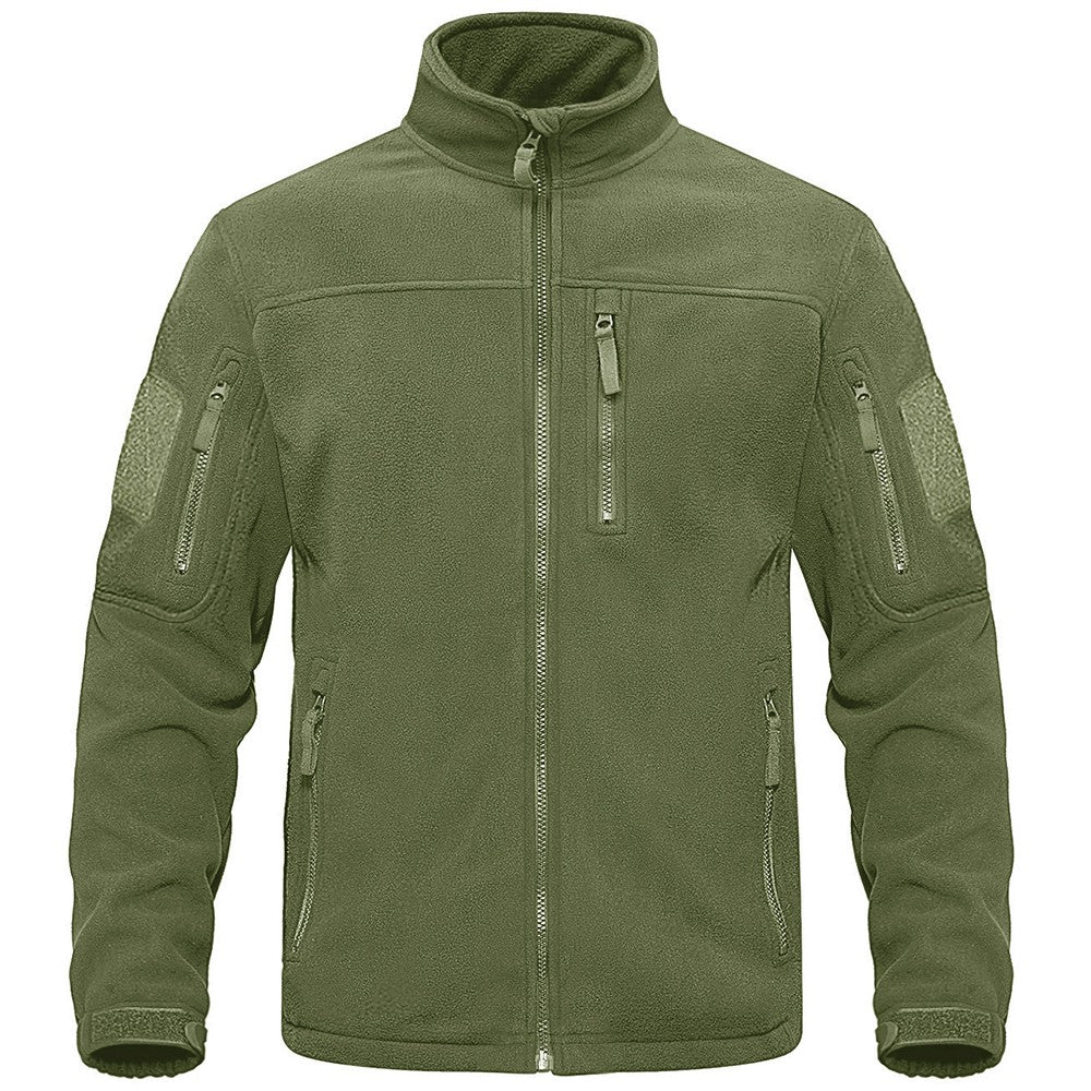 TACVASEN Full Zip Up Green Fleece Jacket Thermal Warm Work Coats Mens Zipper Pockets Jacket Hiking Training Outwear Windbreaker