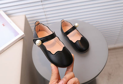 Girls Black Leather Shoes for Wedding Party Back To School Flats Kids Mary Janes Simple Classic Soft Anti-skid Kids Casual Shoes