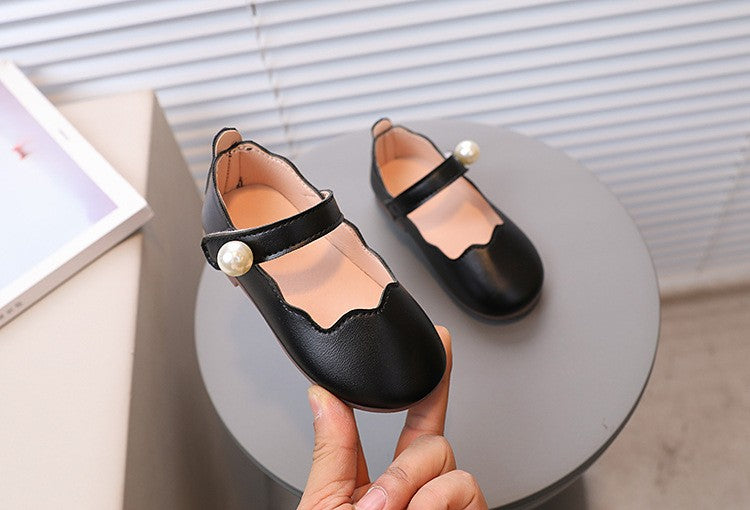 Girls Black Leather Shoes for Wedding Party Back To School Flats Kids Mary Janes Simple Classic Soft Anti-skid Kids Casual Shoes