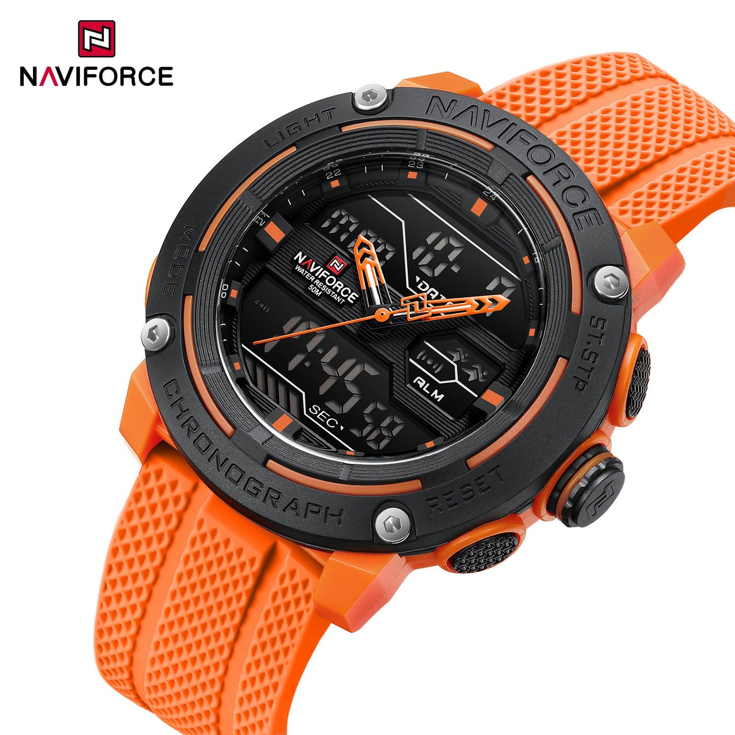 NAVIFORCE Sport Watch for Men Waterproof Dual Display Quartz Wristwatch Mens Digital Date Clock Military Stopwatch Reloj Hombre