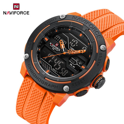 NAVIFORCE Sport Watch for Men Waterproof Dual Display Quartz Wristwatch Mens Digital Date Clock Military Stopwatch Reloj Hombre