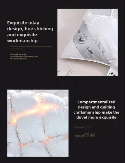 High Grade 100% White Goose Down Quilt Winter Warm Feather Duvet Queen King Cozy Lightweight 3D Bread Comforter Pinch Pleated