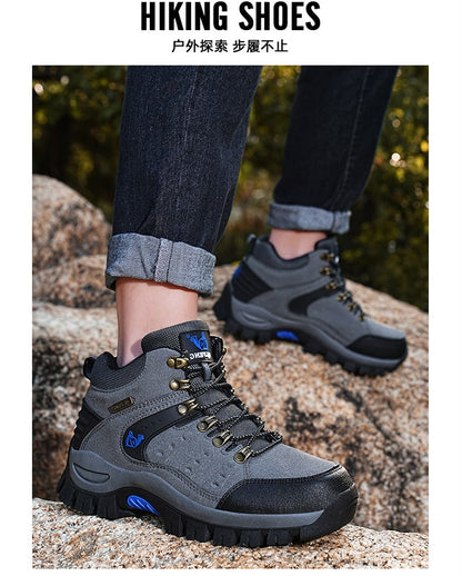 Botas Masculinas Clássicas Modernas para Tornozelo Botas de Caminhada Resistentes ao Desgaste em Camurça de Vaca Tênis de Caminhada Confortáveis Masculinos Sapatos Táticos