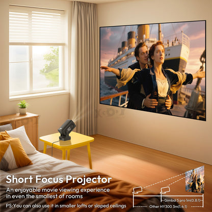 Projetor inteligente XGODY Gimbal5 PRO 4K HD 12000LMS com correção Keystone, nativo 1080p, Wi-Fi duplo, Bluetooth, Android e Home Theater