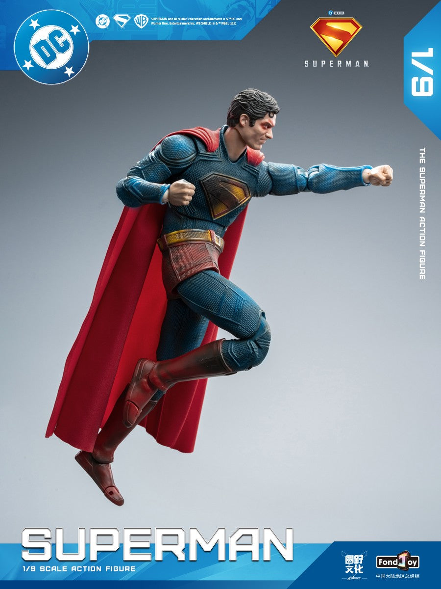 2025 Boneco de Ação Original Fondjoy David Corenswet Superman 1/9 Novo Boneco Superman Articulado em PVC Brinquedo Infantil Presente para Menino