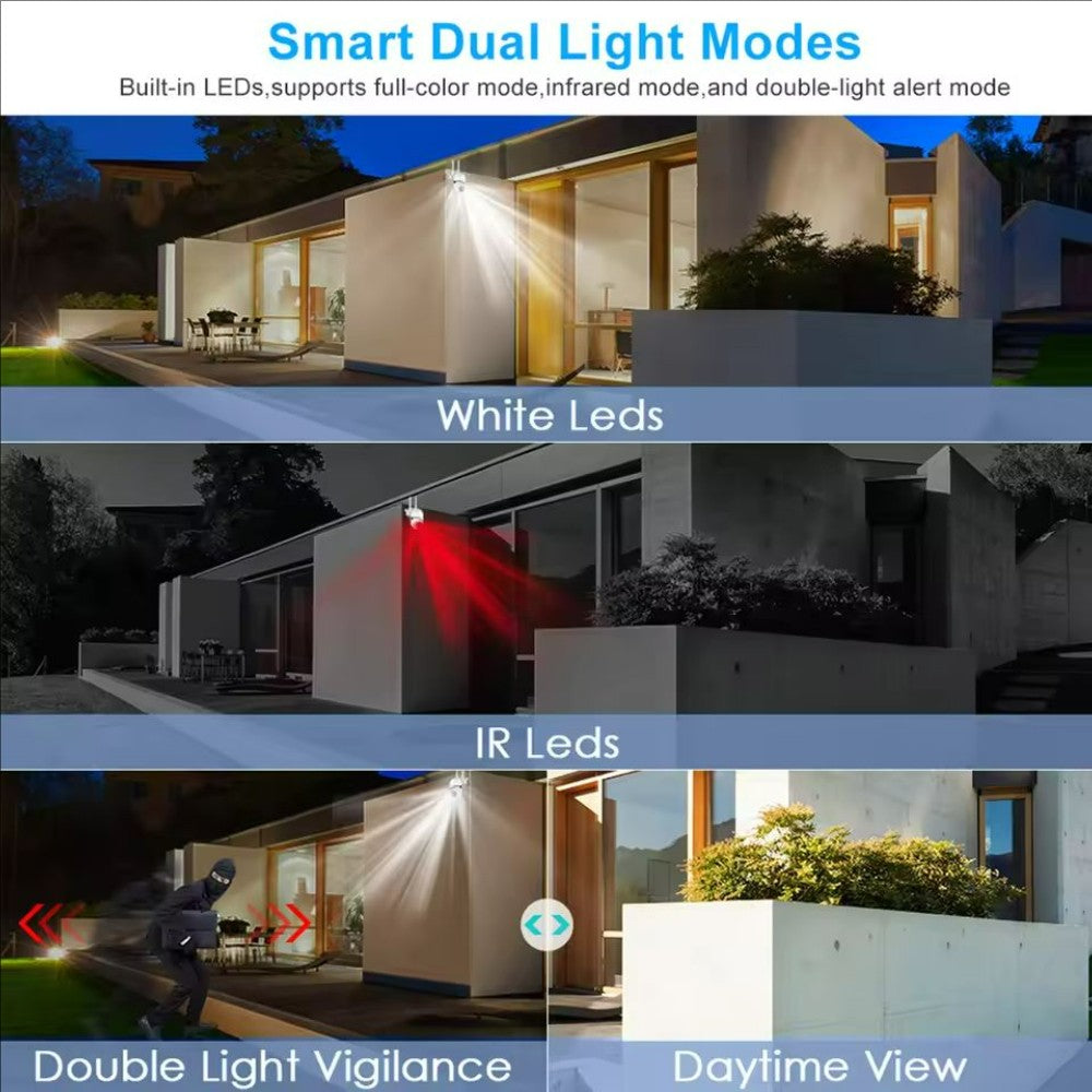 Câmera de Segurança Wifi IP Externa Sem Fio PTZ 3MP 4X Zoom Câmeras AI Rastreamento Humano Áudio Bidirecional HD Visão Noturna Colorida