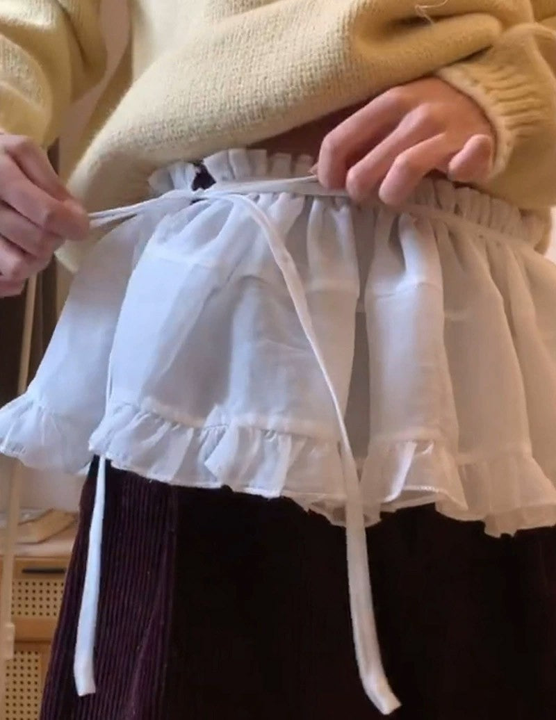 Y2K Trim Lace Up Short Fart Curtain Skirt Spring Layered Skirt INS Women Wrap Skirt Bandage Dress Apron Curtain Expansion Skirt