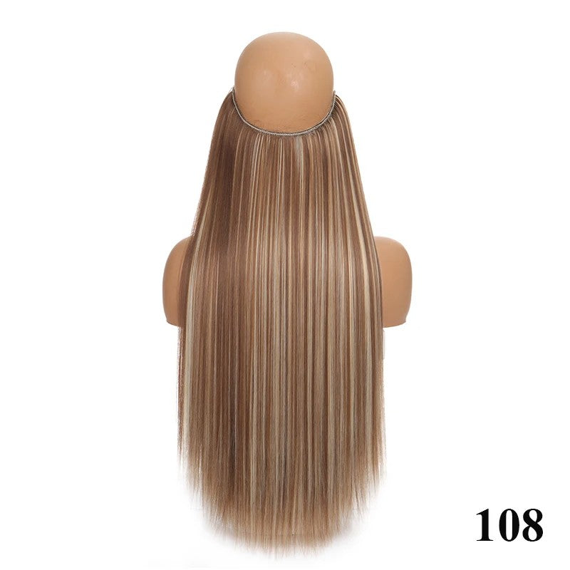 Extensão de cabelo com fio invisível (40cm 50cm 60cm) cabelo liso cabelo encaracolado uso diário adequado para todas as mulheres