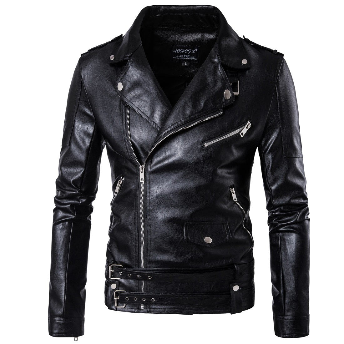 Motorcycle Slim Leather Jacket Men's Leather Jacket British Fashion Men's PU Leather Jacket mens solid color leather jackets