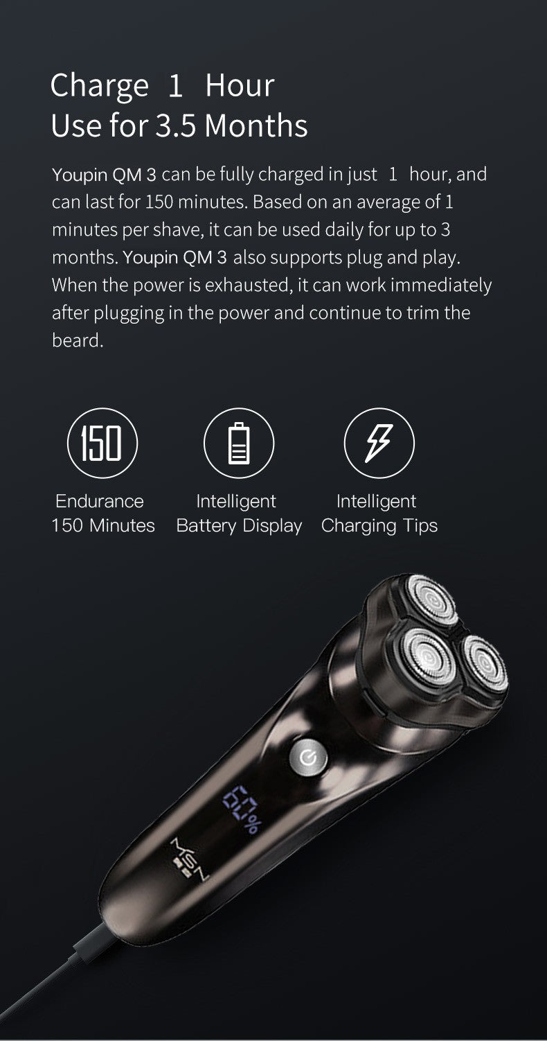 Electric Shaver for men's electric shaver Smart razor for Beard timmer IPX7 waterproof Wet And Dry shaving machine Men Shaver