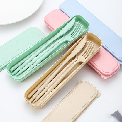 Portable tableware set, knife, fork, spoon, chopsticks, student and office worker tableware four-piece set gift