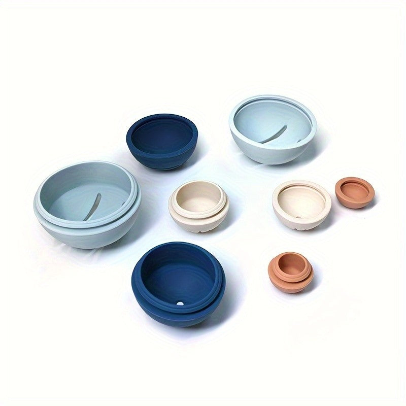 TYRY.HU 4pcs/Set Silicone Baby Teether Chewing Ball Toddler Infant Educational Toy Training Grid Friendly for Babies