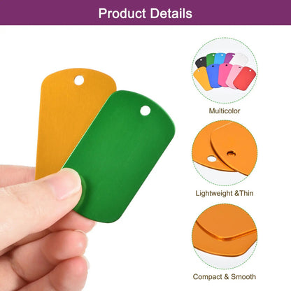 Wholesale 100Pcs Stamping Blanks Aluminum Tags Nameplate Engraving Keychain Crafts Military Tag Dog ID Tags Personalized Signs