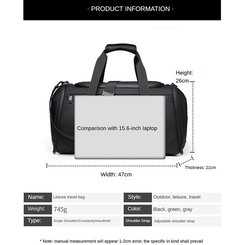 Customized High-end Men's Gym Bag Logo Fitness Bag Sports Bag Dry And Wet Travel Handbag Business Handbag Printed Name