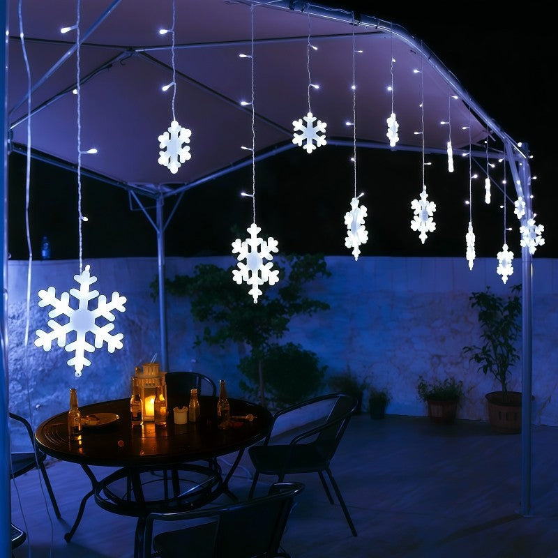 Solar Ice Strip Snowflake String Light Christmas Tree Decoration Light Winter Festival Light for Christmas Halloween Decor