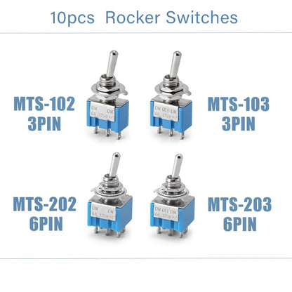 10PCS Toggle Switches Mini 3Pin 6Pin ON-ON/ON-OFF-ON Power Button Switch Car MTS-102 MTS-103 MTS-202 MTS-203