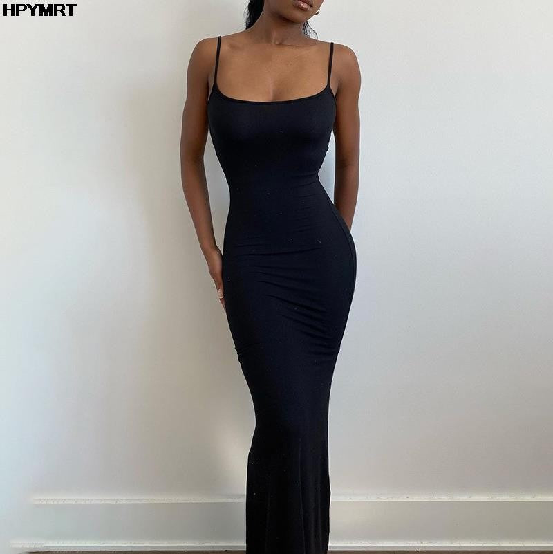 Satin Slip Sleeveless Backless Slim Sexy Maxi Dress 2022 Spring Women Party Y2K