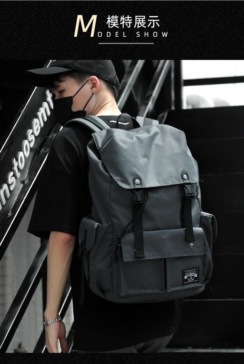 Mochila Masculina Impermeável de Grande Capacidade com Cordão para Homens Oxford Durável Viagem Faculdade Aluno Notebook Escola Livros