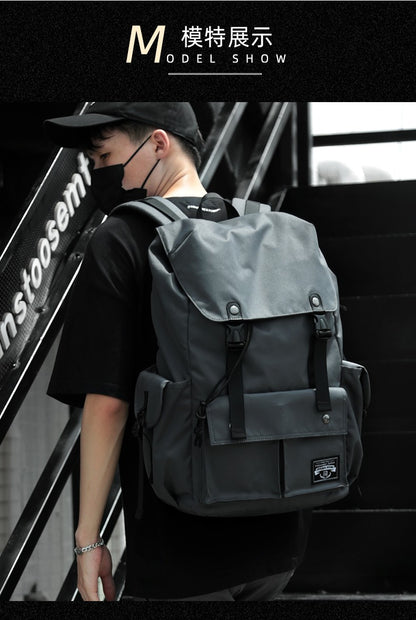 Mochila Masculina Impermeável de Grande Capacidade com Cordão para Homens Oxford Durável Viagem Faculdade Aluno Notebook Escola Livros