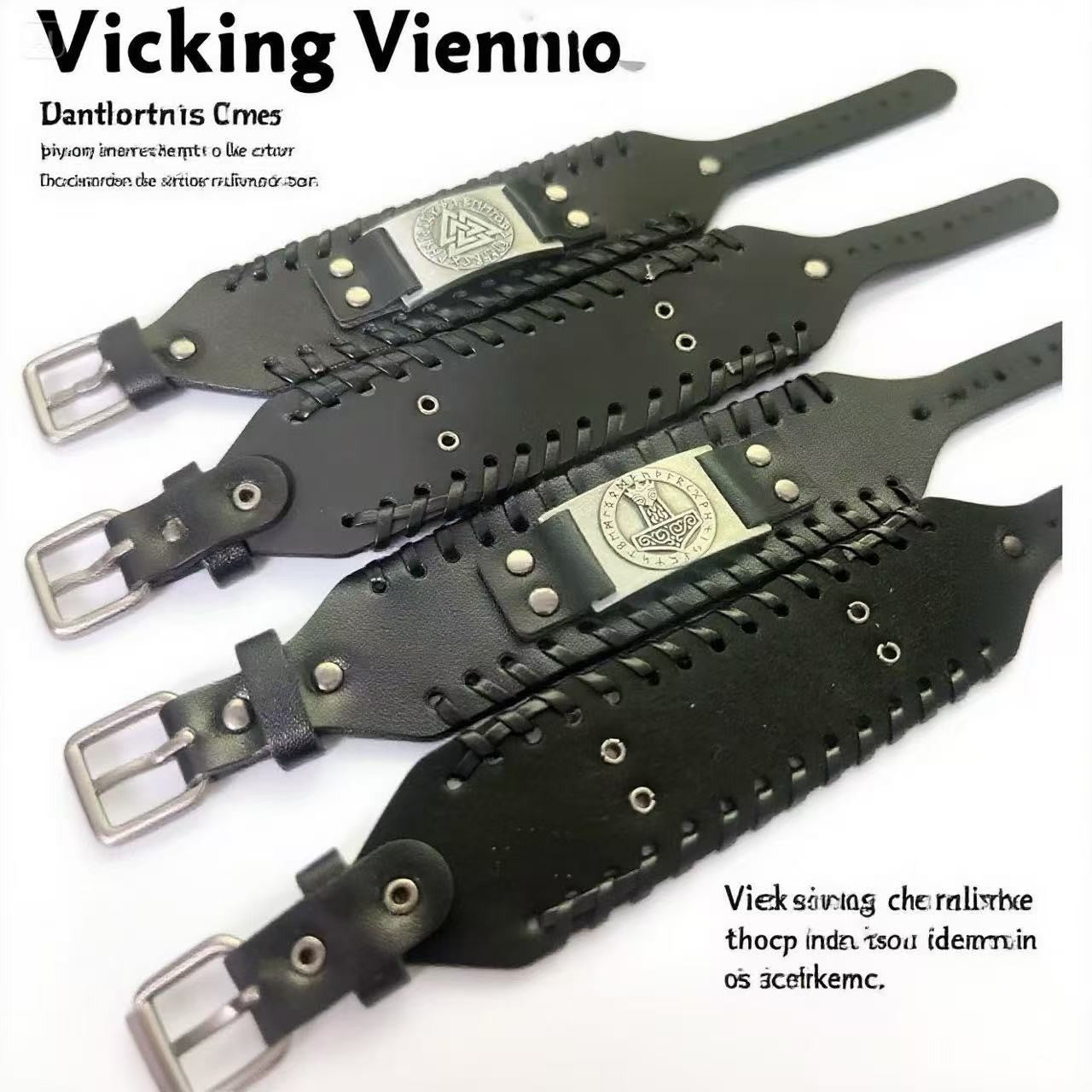 Acessórios de joias de runa viking HNSP pulseira de couro para homens tamanho ajustável
