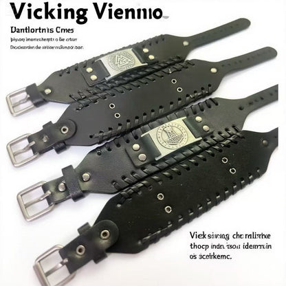 Acessórios de joias de runa viking HNSP pulseira de couro para homens tamanho ajustável