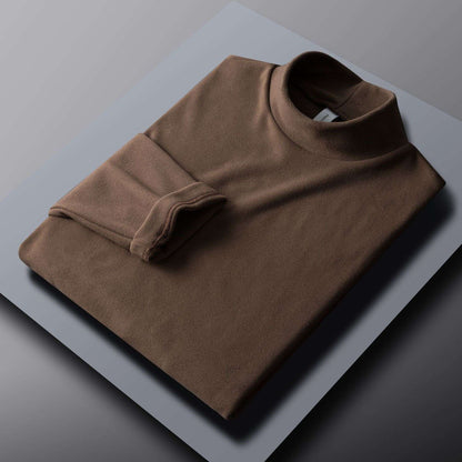 Hot Winter Warm Men Mock Neck Basic Plain T-shirt Blouse Pullover Long Sleeve Top Male Outwear Slim Fit Stretch Fashion Sweater