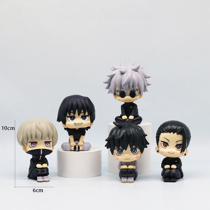 Novo conjunto de 5 peças Jujutsu Kaisen Cute Yuji Itadori Gojo Satoru Q Ver. Bonecos de Ação de PVC Figuras de Anime Modelo Brinquedos Coleção Boneca Presente