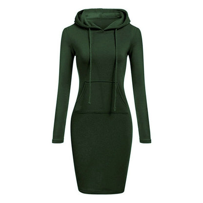Fashion Sweatshirt Dresses Women's Pocket Hooded Casual Dresses Mini Dresses