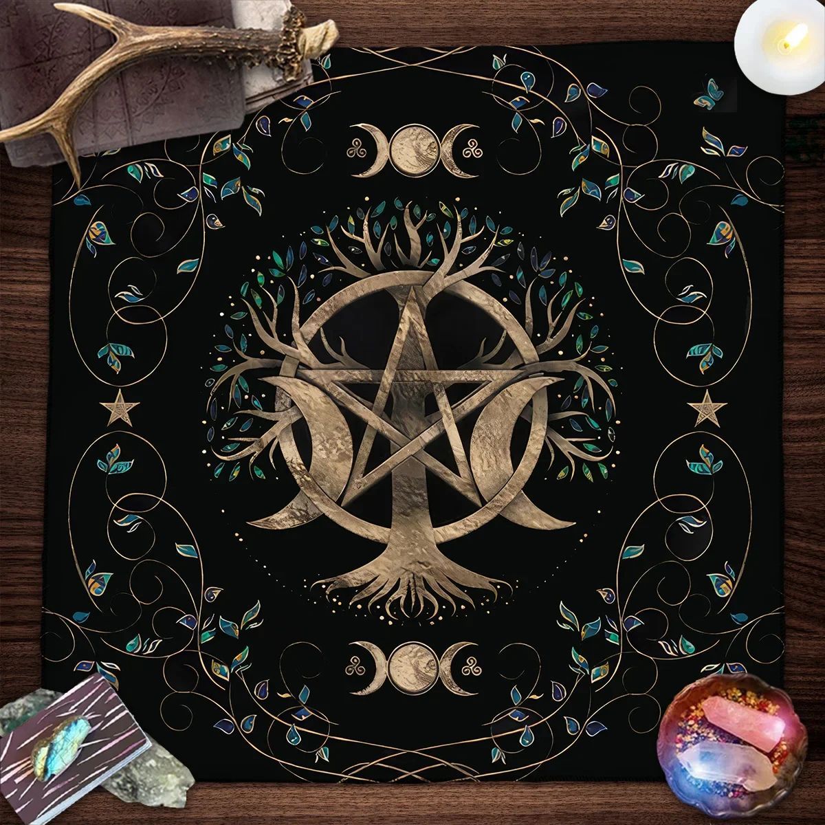 Tree Of Life Tarot Tablecloth Altar Cloth Pagan Spiritual Pendulum Witchcraft Astrology Oracle Card Pads Room Home Decor