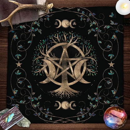 Tree Of Life Tarot Tablecloth Altar Cloth Pagan Spiritual Pendulum Witchcraft Astrology Oracle Card Pads Room Home Decor