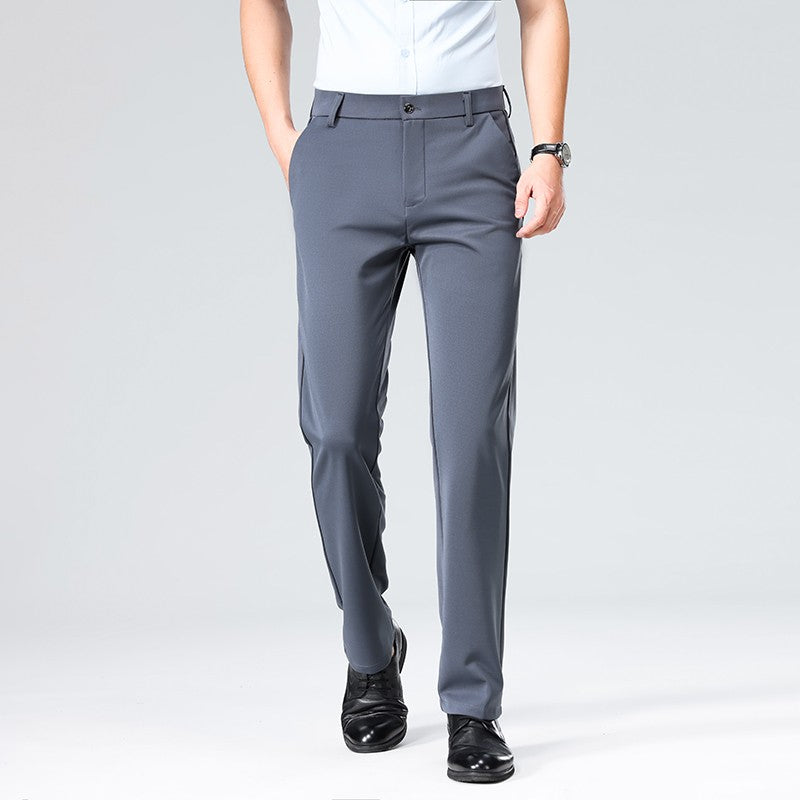 29-42 Men's Summer Thin Fashion Business Casual Suit Pants Long Pants Men's Elastic Straight Sleeve Formal Pants Plus Size 28-40
