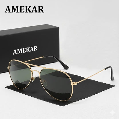 Classic Retro Pilot Sunglasses Men Luxury Metal Black Aviation Sun Glasses Male Fashion Driving Vacation Shades UV400 Polarized