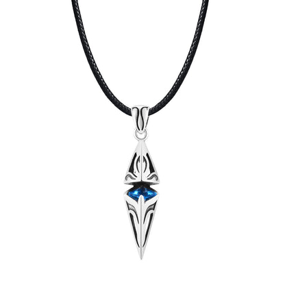 Vnox Stylish Blue Stone Necklaces for Men, Stainless Steel Cube Geometric Pendant Collar Jewelry, Birthday Party Gifts for Him
