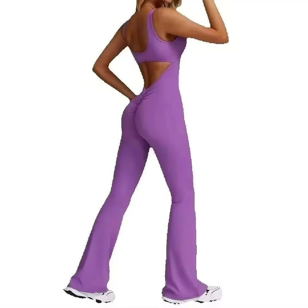 Sexy Back V Jumpsuit Gym Set Women Training Yoga Suit Sportswear Women Sports Jumpsuit Fitness Rompers Stretch Workout Bodysuits