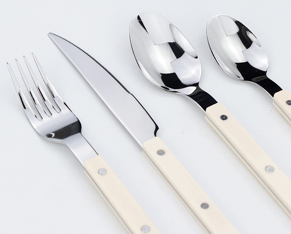 Conjuntos de Talheres de Design Moderno Espelhamento Superior Aço Inoxidável 18/8(304) Cabo ABS com Rebites Jogo de Talheres para Cozinha