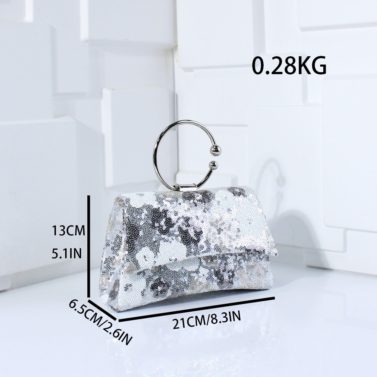 Metal Top Handle Bags for Bridal Women Shiny Sequins Evening Handbag Colorful Flowers Party Clutch Purse Chain Shoulder Bags