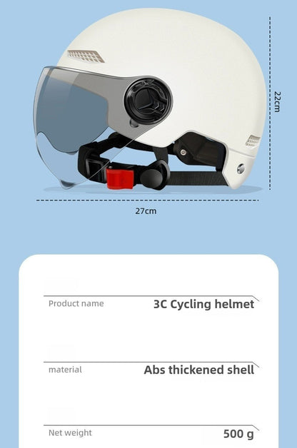 Capacete de Segurança para Bicicleta Certificado 3C Masculino e Feminino Adulto Infantil Desenho Animado Bicicleta Elétrica Moto Meio Capacete com Óculos