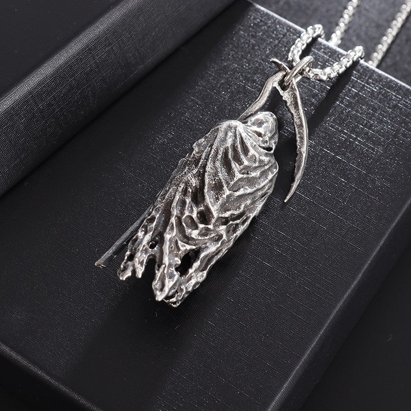 Colar Pingente Ceifador da Morte Gótico Misterioso Diabo Masculino Personalidade Punk Retro Halloween Joias da Moda