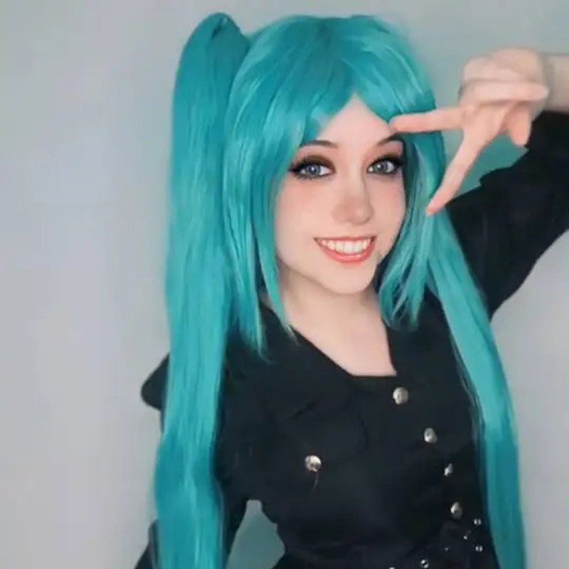 HAIRJOY Cabelo Sintético VOCALOID Sakura Hatsune Miku Longas Rabos de Cavalo Peruca Verde Cosplay
