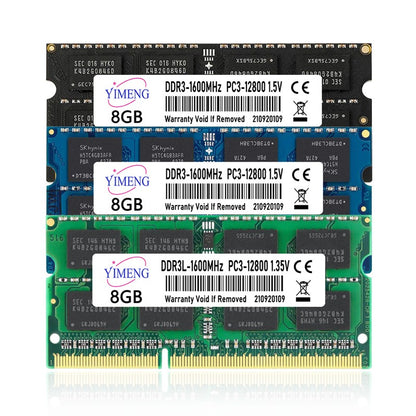 Memórias RAM para Notebook DDR3 DDR3L 4GB 8GB PC3L 1.35V 1066 1333 1600Mhz PC3 1.5V 8500 10600 12800 204 Pinos SODIMM