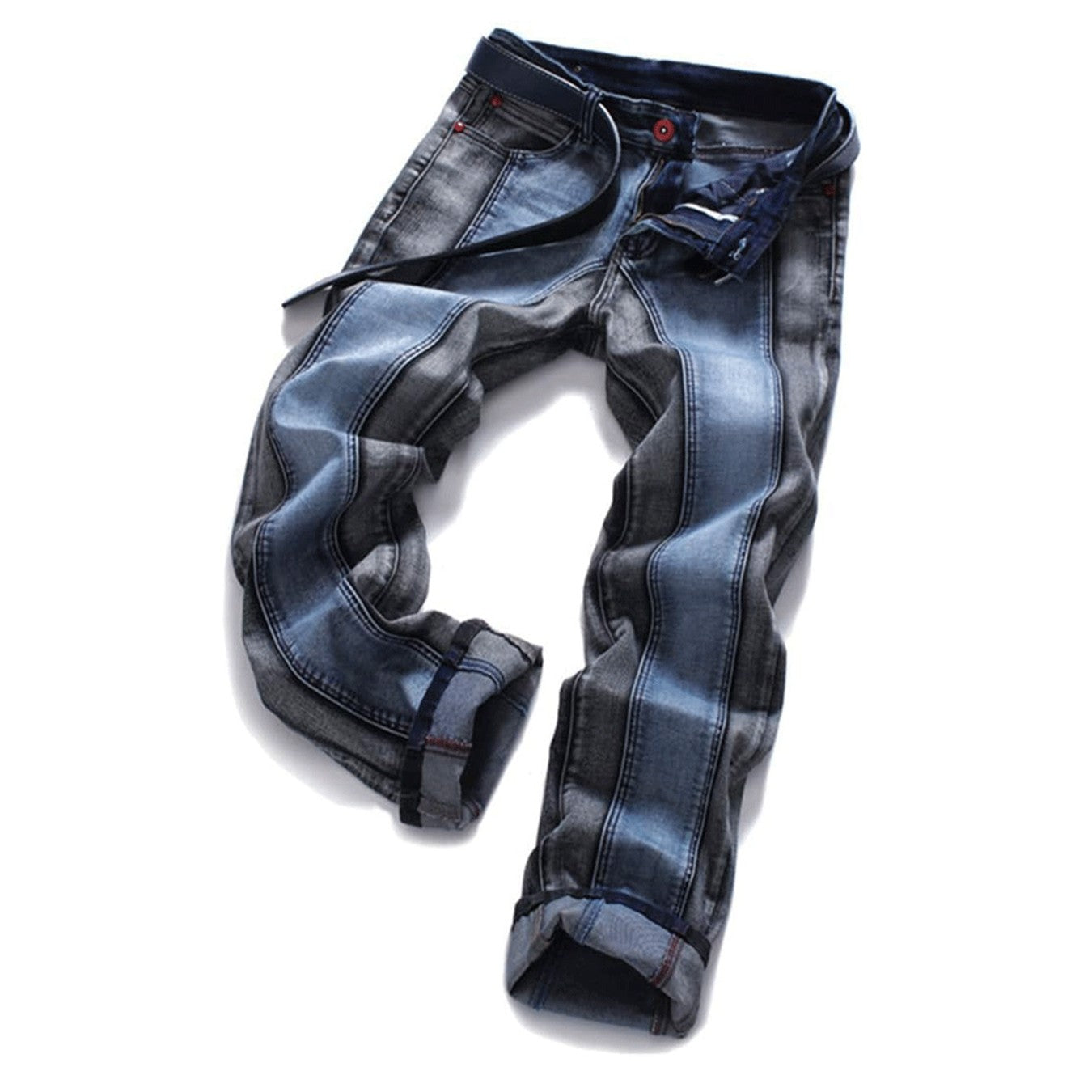 Calça jeans masculina patchwork, cintura média, moda, viagem, festa, versão confortável de elástico