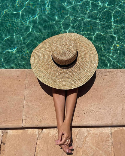 New Women Wide Brim Beach Hat Ladies Summer Big Straw Hats UV Protection Sun Hat S1340-15cm